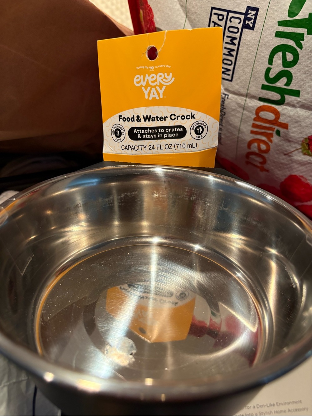 Stainless Steel Food & Water Crock - Silver